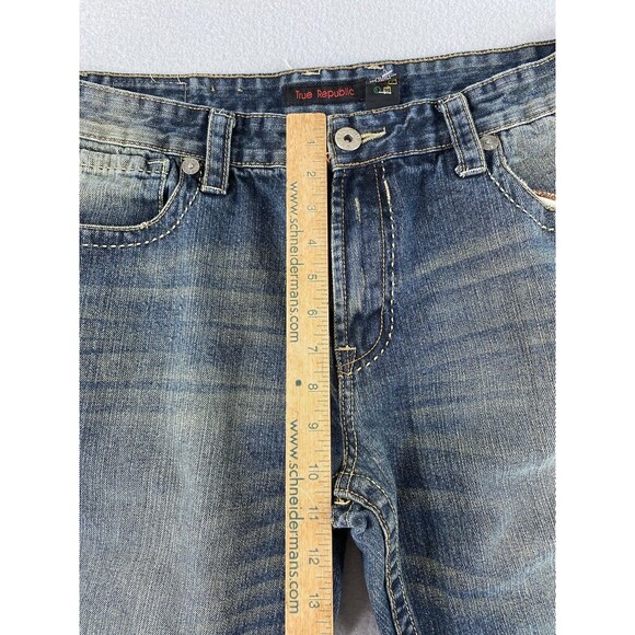 True Republic Jeans 37x30 Blue Loose Relaxed Embroidery Grunge Tag 38x32 - Picture 7 of 14